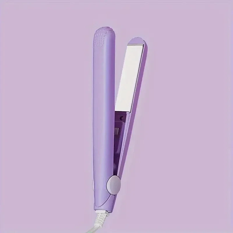EU Plug Mini Fast Heating Hair Straightener - Multicolor Clamp, Dual Use for Straightening & Curling Hair, Fringe/Bangs Styling