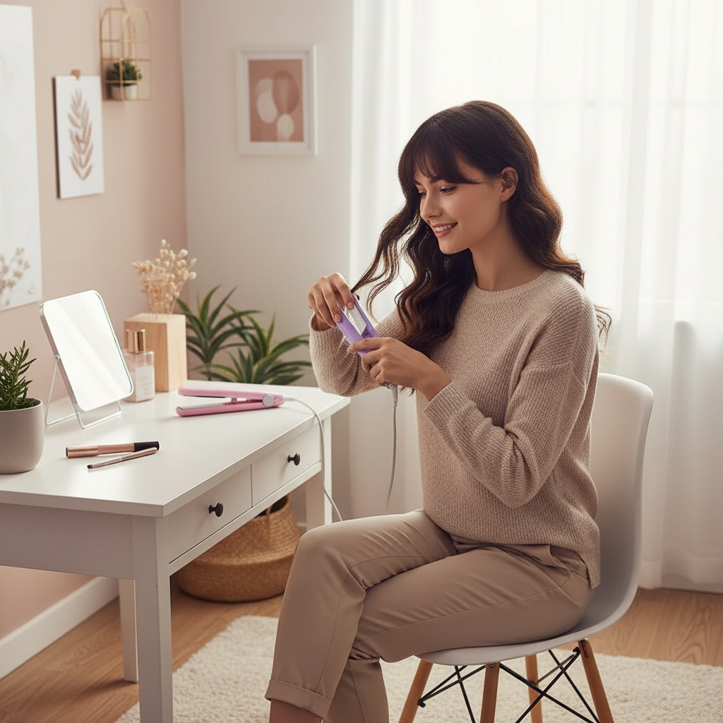 EU Plug Mini Fast Heating Hair Straightener - Multicolor Clamp, Dual Use for Straightening & Curling Hair, Fringe/Bangs Styling