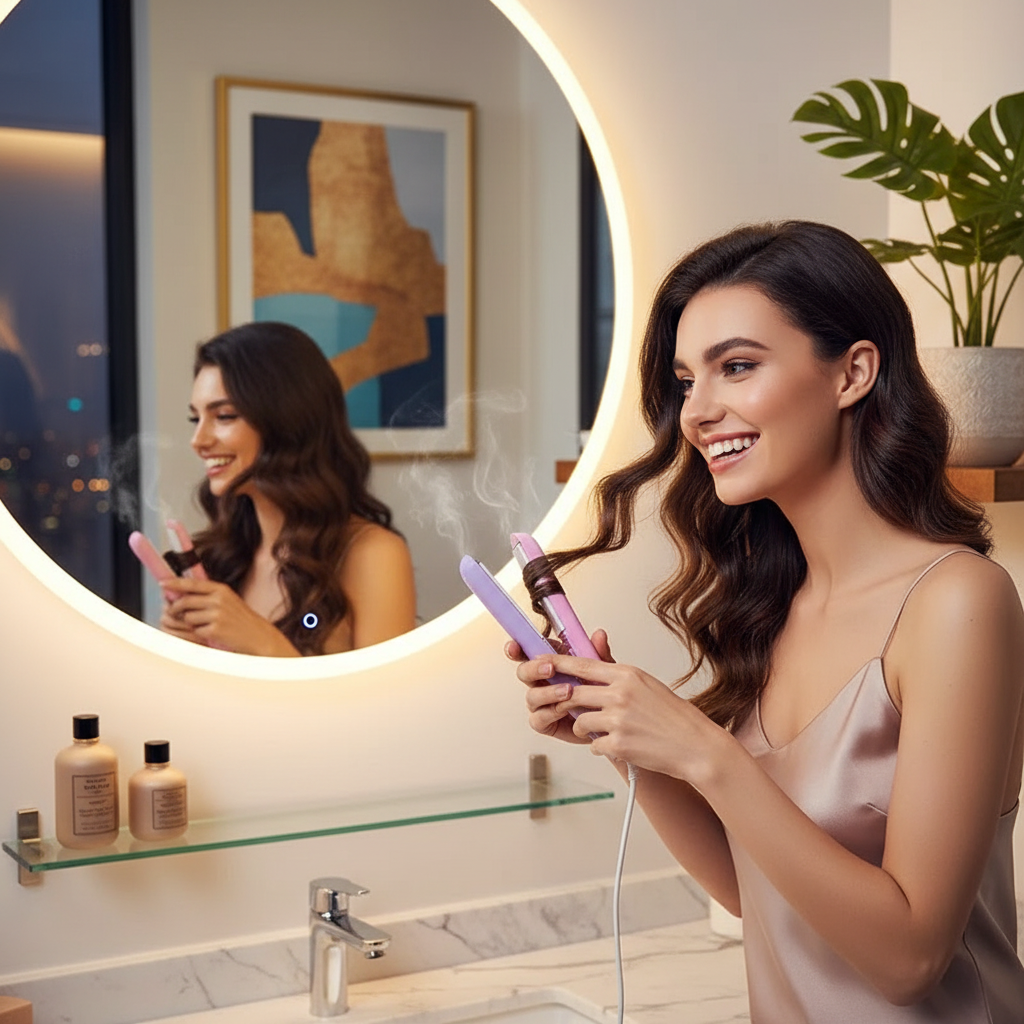 EU Plug Mini Fast Heating Hair Straightener - Multicolor Clamp, Dual Use for Straightening & Curling Hair, Fringe/Bangs Styling