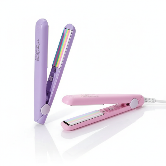 EU Plug Mini Fast Heating Hair Straightener - Multicolor Clamp, Dual Use for Straightening & Curling Hair, Fringe/Bangs Styling